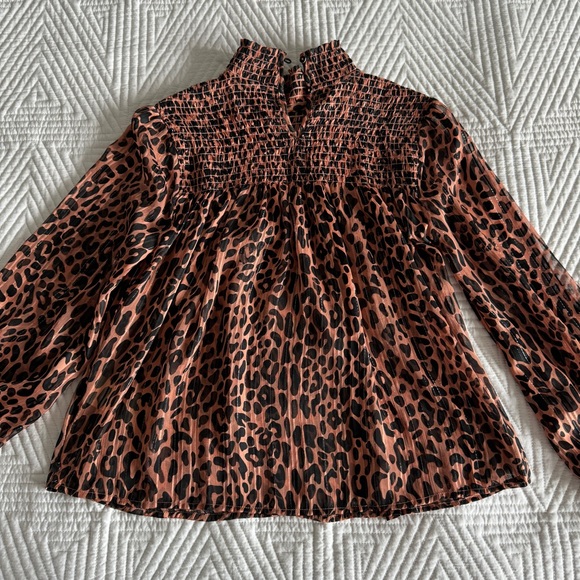 Scotch & Soda Sheer Leopard Print Long Sleeve Top - Picture 2 of 14